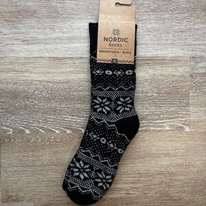 Nordic Socks Bergen Wool Black Size Medium Brand New with Tags Women’s 5 to 7.5